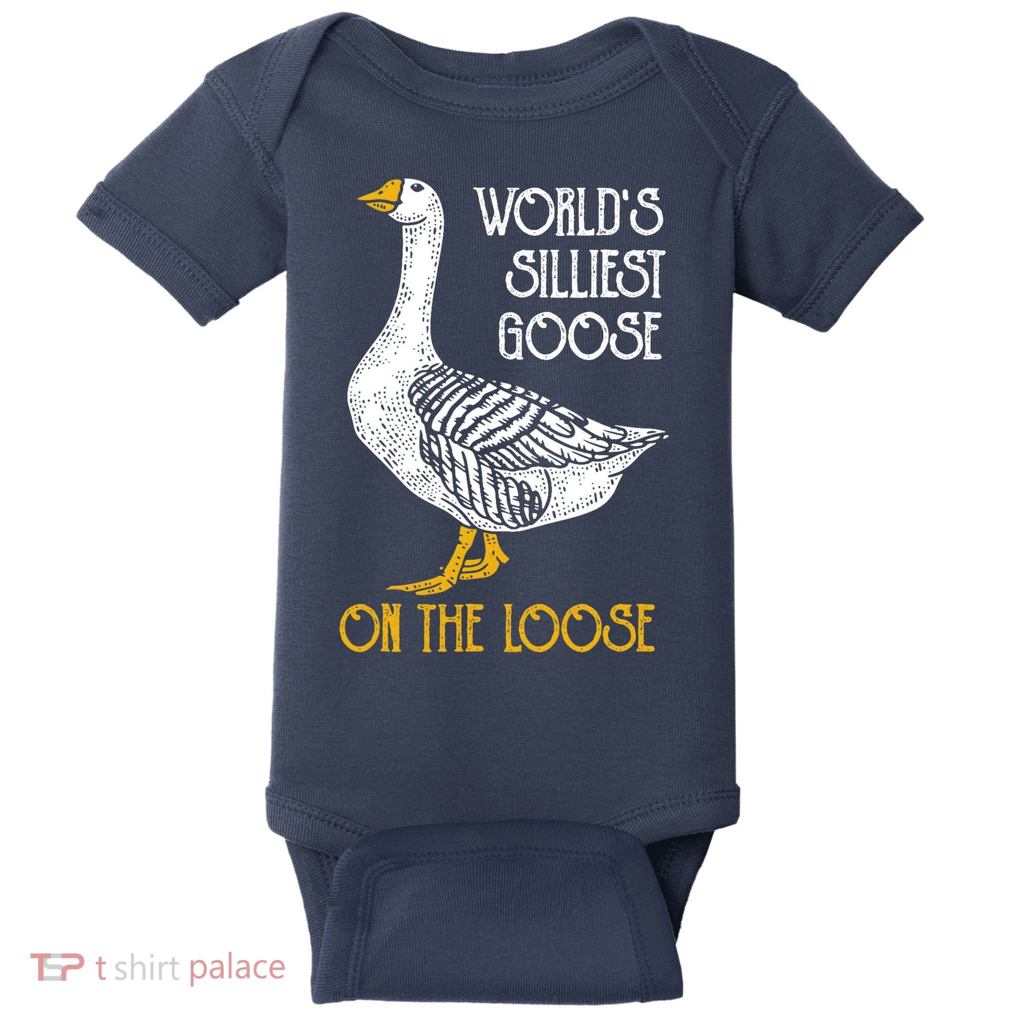 World's Silliest Goose On The Loose Funny Baby Bodysuit
