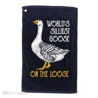 World's Silliest Goose On The Loose Funny Golf Towel thumb 0
