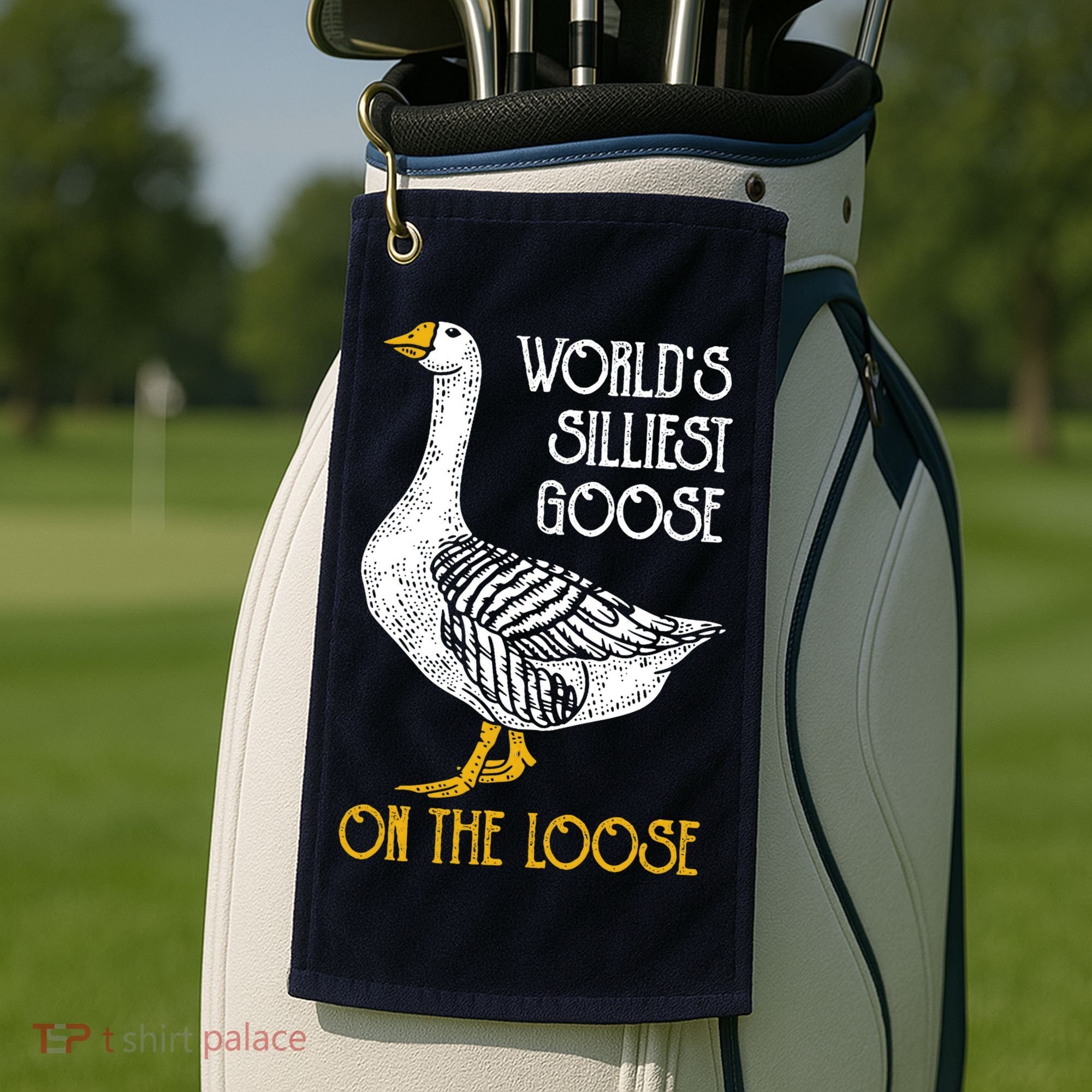 World's Silliest Goose On The Loose Funny Golf Towel