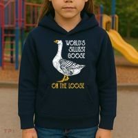 World's Silliest Goose On The Loose Funny Kids Hoodie thumb 3