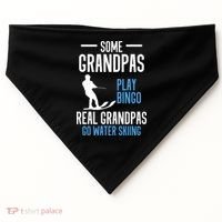 Water Ski Grandpa Skiing Waterski Waterskiing Holiday Waves Great Gift USA-Made Doggie Bandana thumb 0