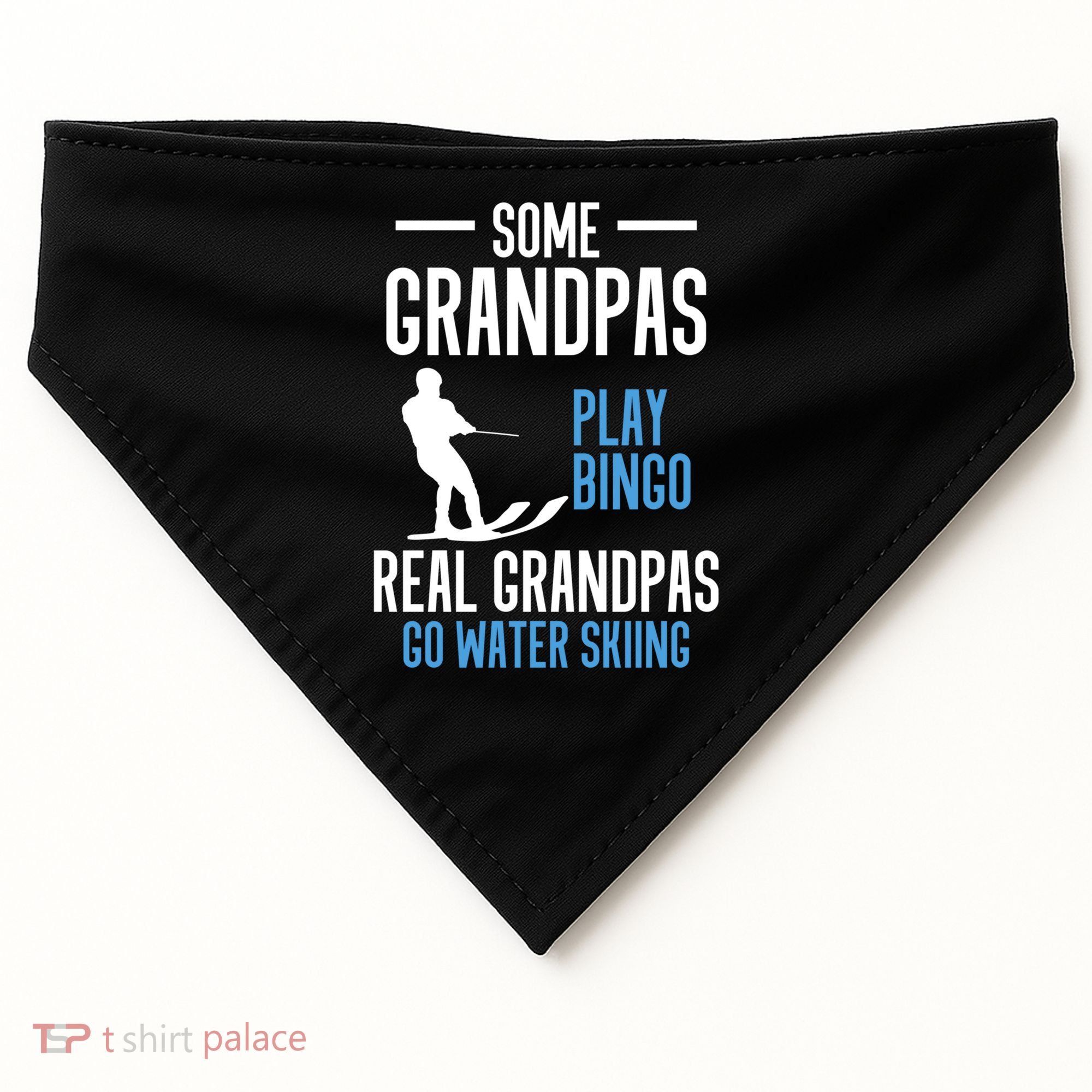Water Ski Grandpa Skiing Waterski Waterskiing Holiday Waves Great Gift USA-Made Doggie Bandana