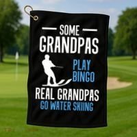 Water Ski Grandpa Skiing Waterski Waterskiing Holiday Waves Great Gift Golf Towel thumb 1