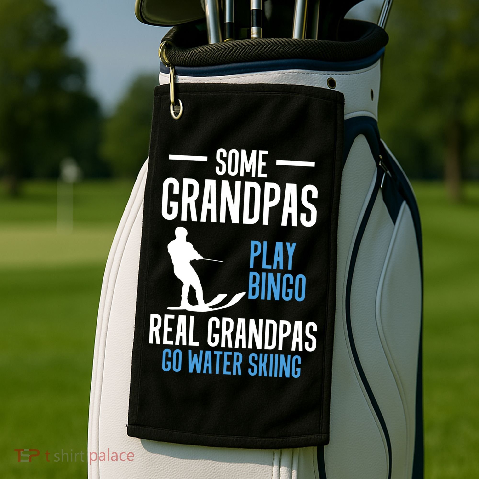 Water Ski Grandpa Skiing Waterski Waterskiing Holiday Waves Great Gift Golf Towel