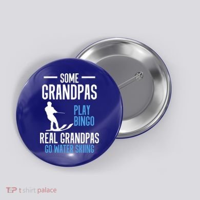 Water Ski Grandpa Skiing Waterski Waterskiing Holiday Waves Great Gift Button