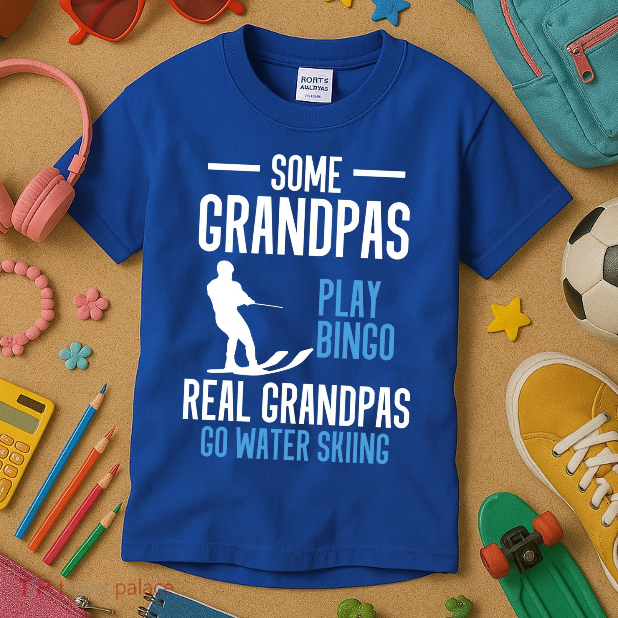 Water Ski Grandpa Skiing Waterski Waterskiing Holiday Waves Great Gift Kids T-Shirt
