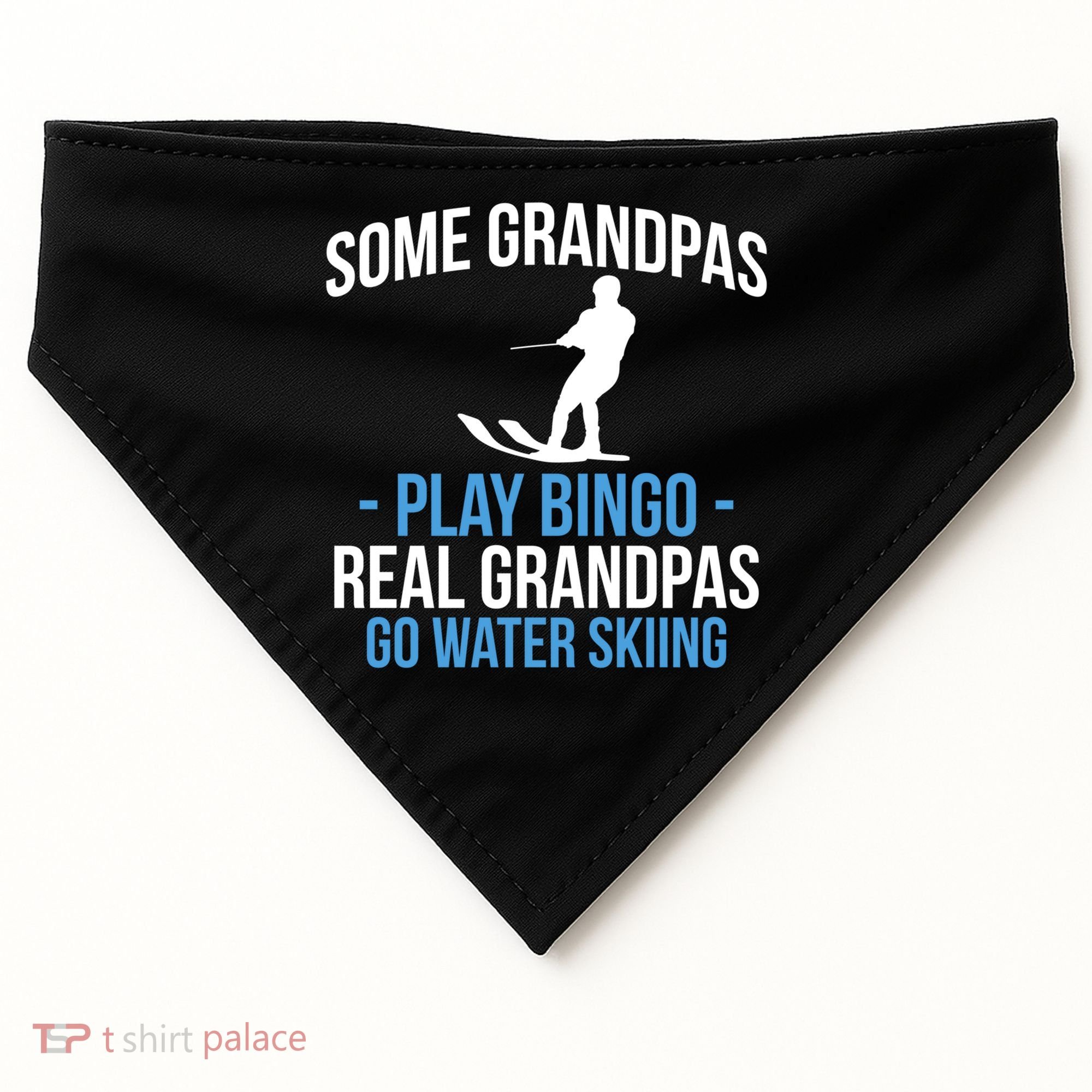 Water Ski Grandpa Skiing Waterski Waterskiing Waves Holiday Gift USA-Made Doggie Bandana
