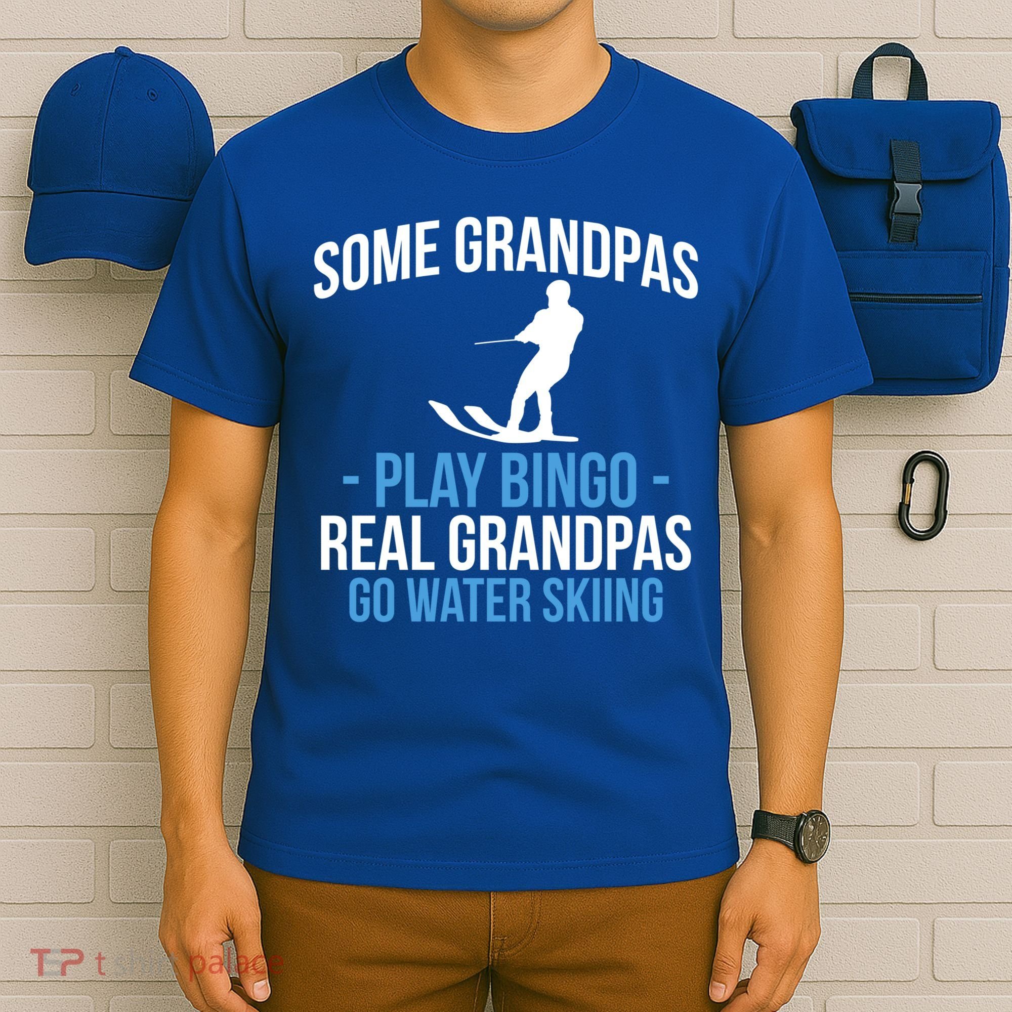 Water Ski Grandpa Skiing Waterski Waterskiing Waves Holiday Gift T-Shirt