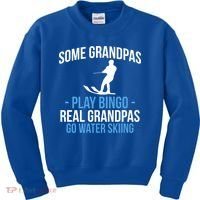 Water Ski Grandpa Skiing Waterski Waterskiing Waves Holiday Gift Kids Sweatshirt thumb 0
