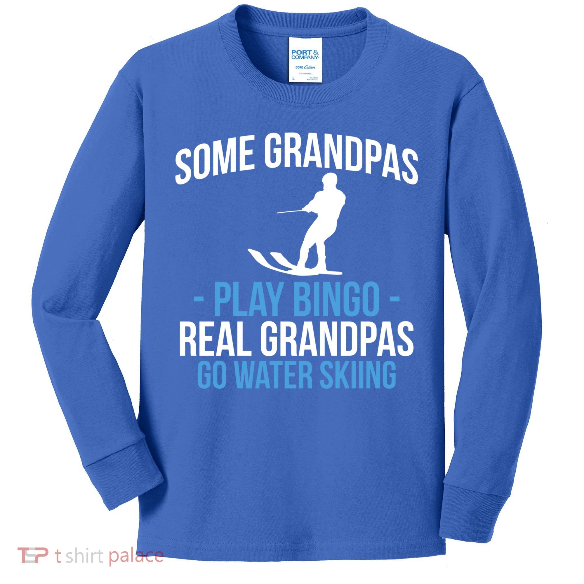 Water Ski Grandpa Skiing Waterski Waterskiing Waves Holiday Gift Kids Long Sleeve Shirt
