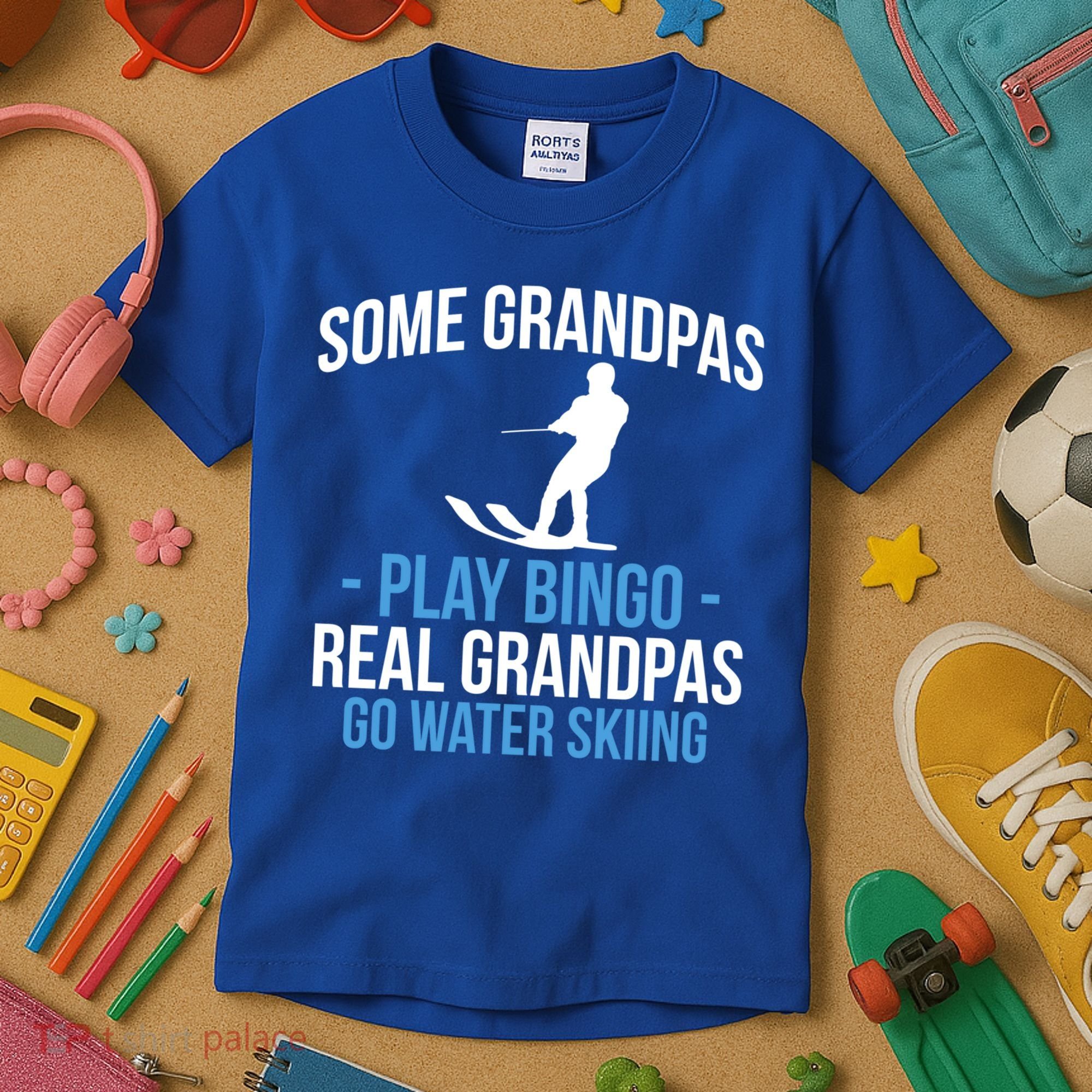 Water Ski Grandpa Skiing Waterski Waterskiing Waves Holiday Gift Kids T-Shirt