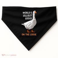 World's Silliest Goose On The Loose Funny Silly USA-Made Doggie Bandana thumb 0