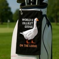 World's Silliest Goose On The Loose Funny Silly Golf Towel thumb 2