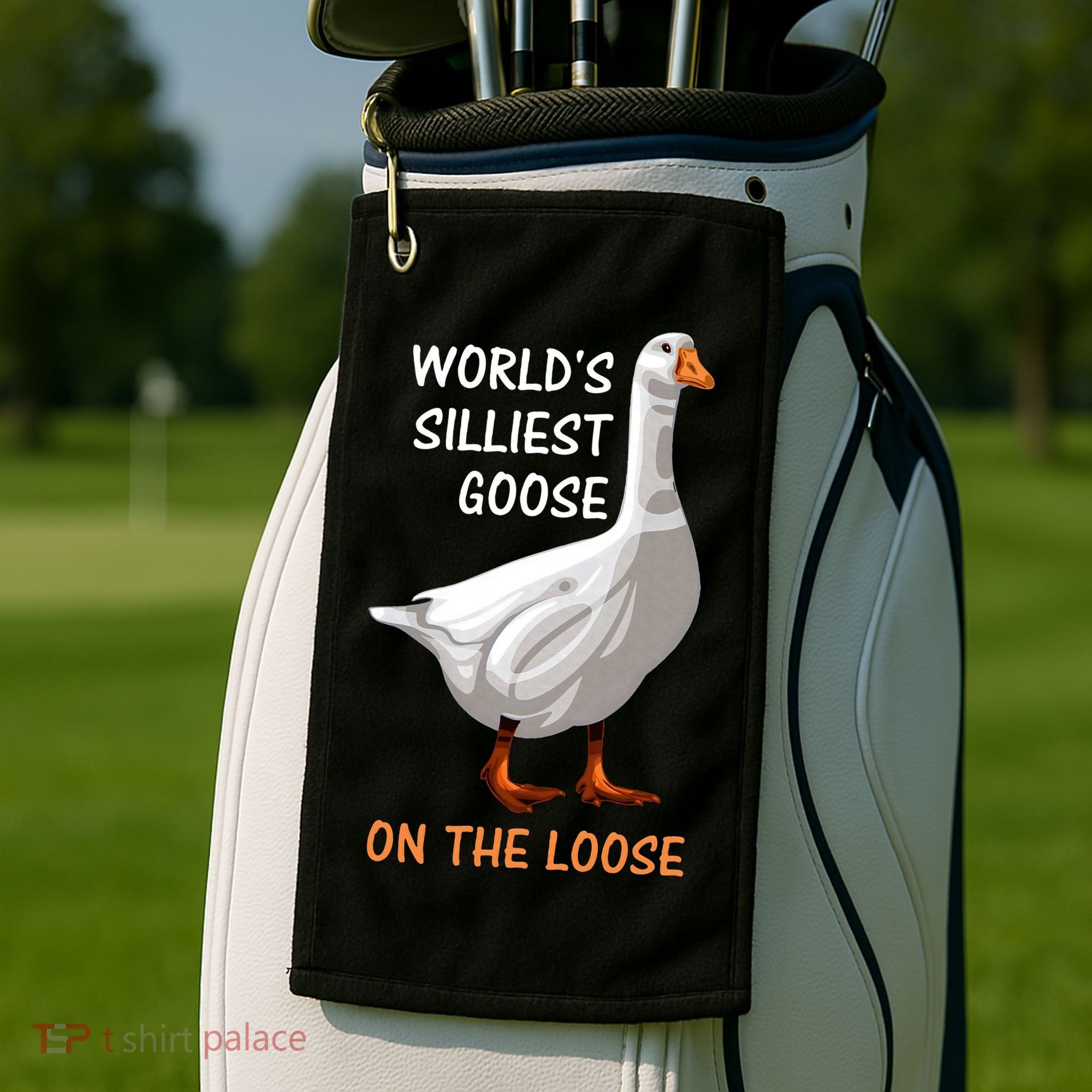 World's Silliest Goose On The Loose Funny Silly Golf Towel