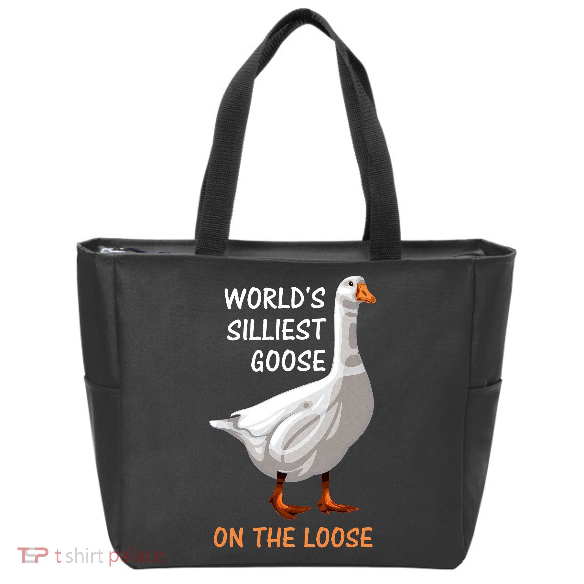 World's Silliest Goose On The Loose Funny Silly Tote Bag