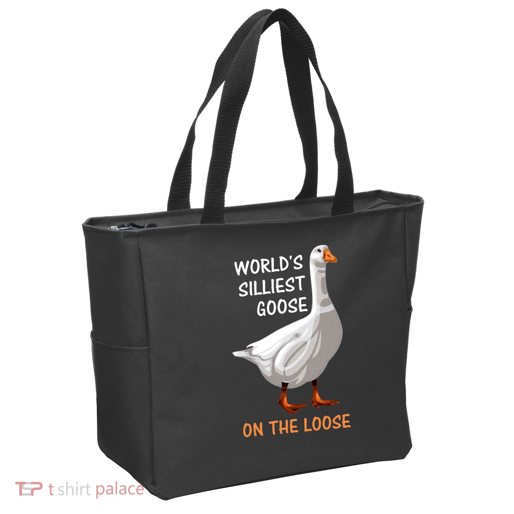 World's Silliest Goose On The Loose Funny Silly Tote Bag