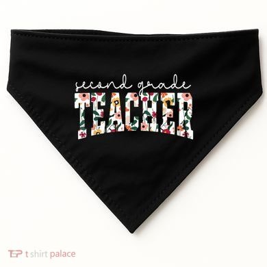 Wildflowers Second Grade Teacher Back To School 2nd Grade USA-Made Doggie Bandana