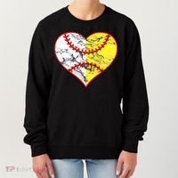 Womens Softball Heart Mom Women Baseball Ideas Women's Sweatshirt thumb 0