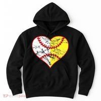 Womens Softball Heart Mom Women Baseball Ideas Hoodie thumb 0