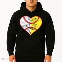 Womens Softball Heart Mom Women Baseball Ideas Hoodie thumb 2
