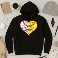 Womens Softball Heart Mom Women Baseball Ideas Hoodie thumb 3