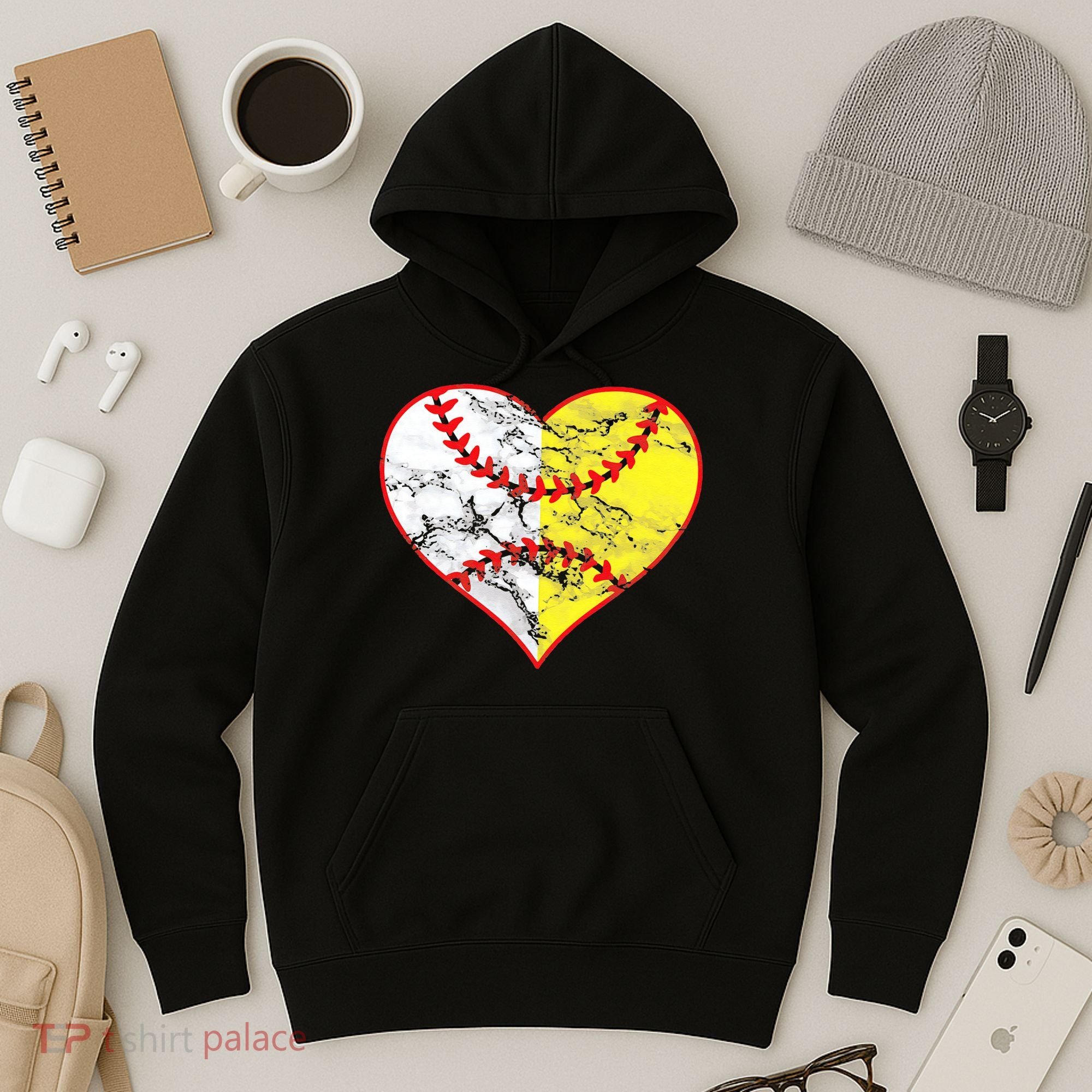 Womens Softball Heart Mom Women Baseball Ideas Hoodie