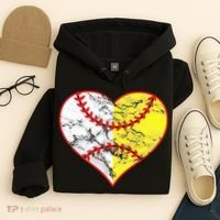 Womens Softball Heart Mom Women Baseball Ideas Hoodie thumb 4