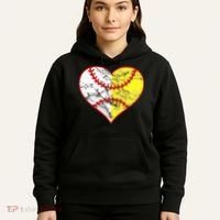 Womens Softball Heart Mom Women Baseball Ideas Hoodie thumb 5
