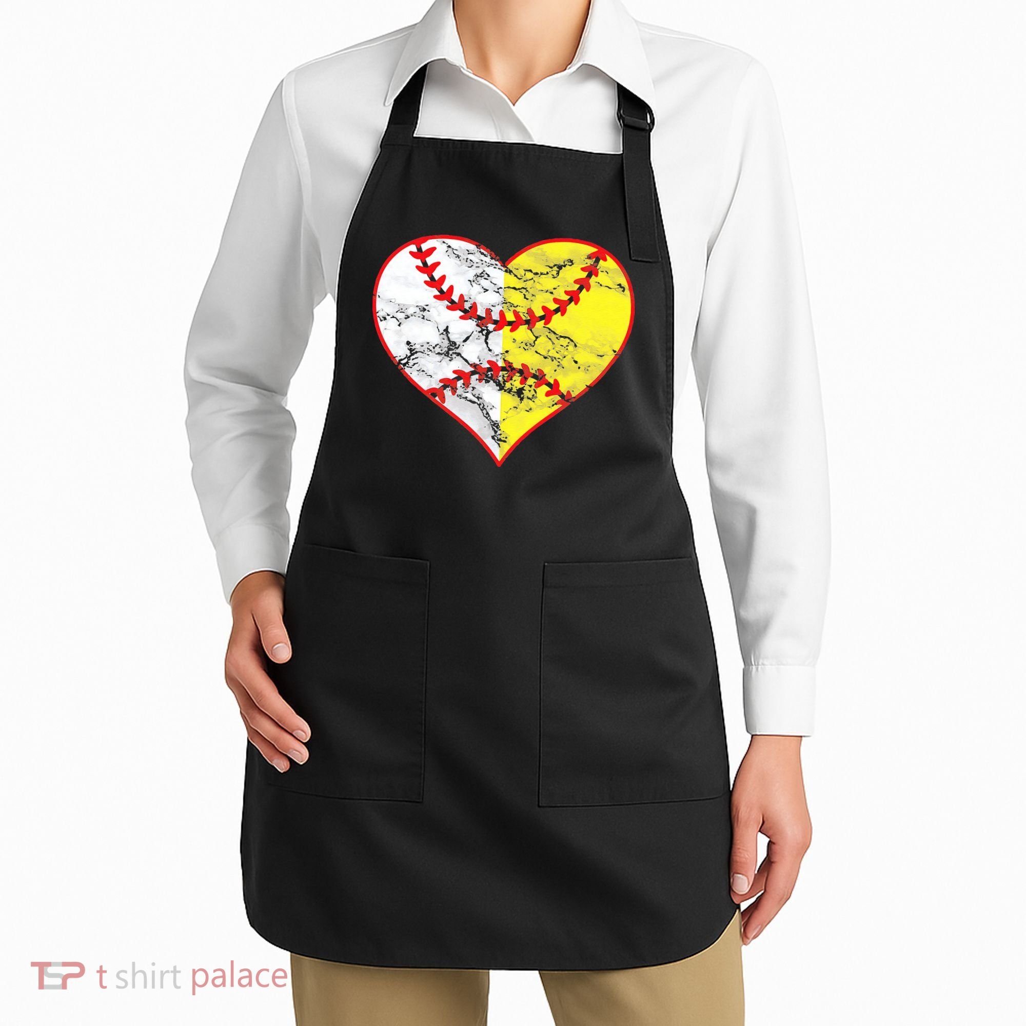 Womens Softball Heart Mom Women Baseball Ideas Apron