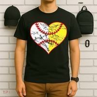 Womens Softball Heart Mom Women Baseball Ideas T-Shirt thumb 6
