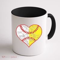 Womens Softball Heart Mom Women Baseball Ideas Coffee Mug thumb 1