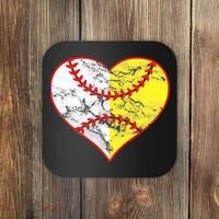 Womens Softball Heart Mom Women Baseball Ideas Coaster thumb 0