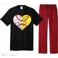 Womens Softball Heart Mom Women Baseball Ideas Pajama Set thumb 0