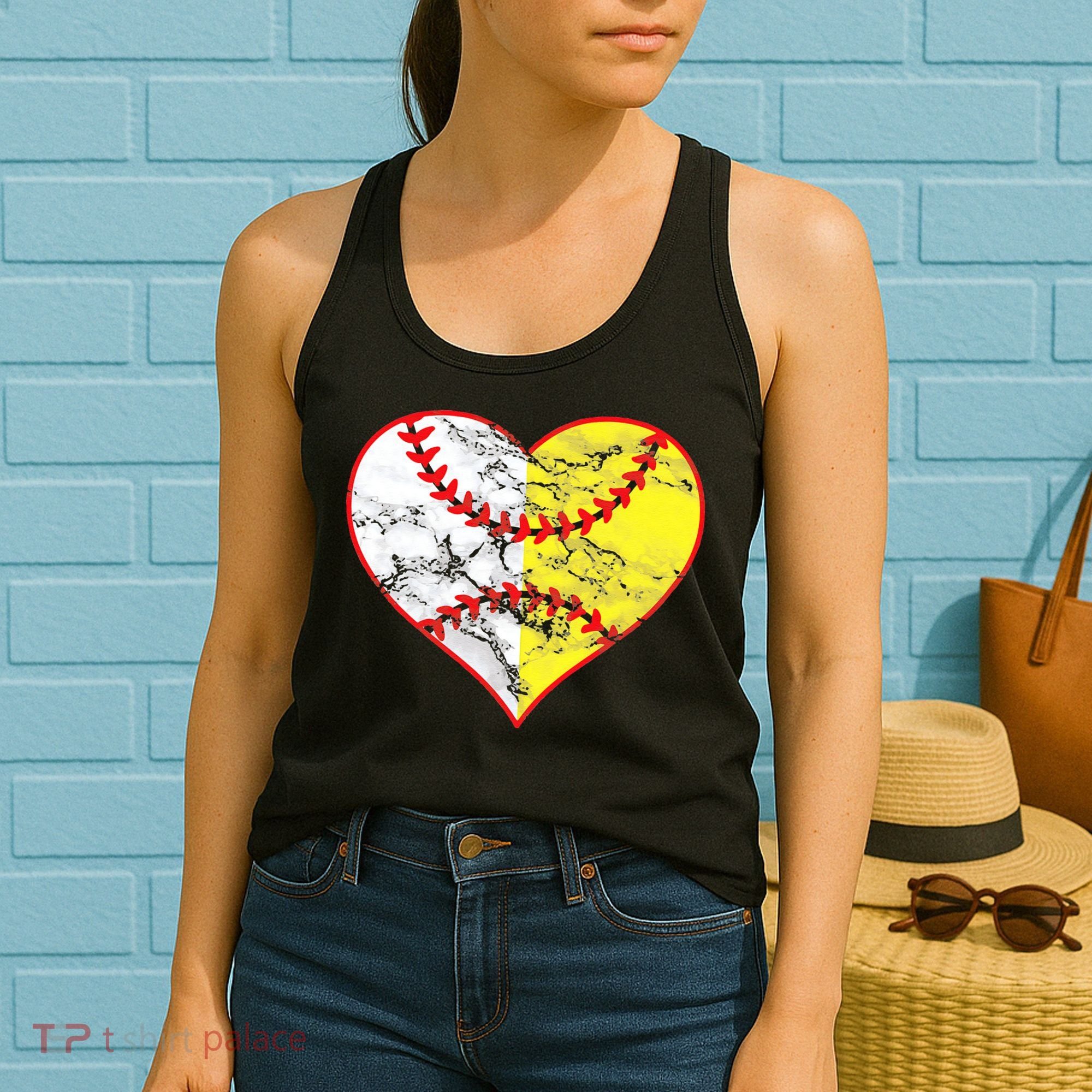 Womens Softball Heart Mom Women Baseball Ideas Women's Tank Top