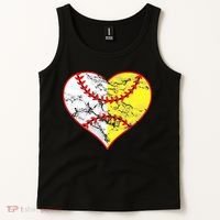 Womens Softball Heart Mom Women Baseball Ideas Tank Top thumb 2