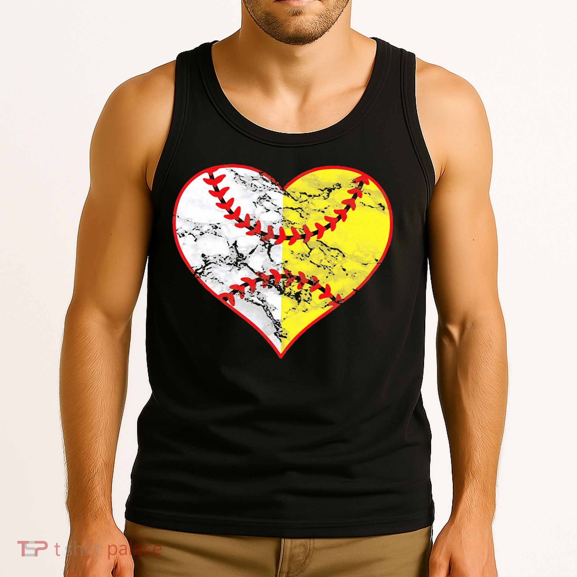 Womens Softball Heart Mom Women Baseball Ideas Tank Top