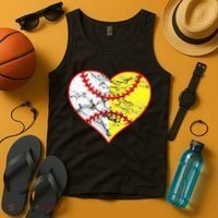 Womens Softball Heart Mom Women Baseball Ideas Tank Top thumb 4