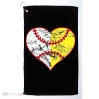 Womens Softball Heart Mom Women Baseball Ideas Golf Towel thumb 0