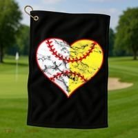 Womens Softball Heart Mom Women Baseball Ideas Golf Towel thumb 1
