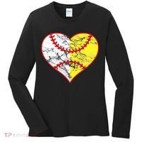 Womens Softball Heart Mom Women Baseball Ideas Women's Long Sleeve Shirt thumb 0