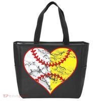 Womens Softball Heart Mom Women Baseball Ideas Tote Bag thumb 0