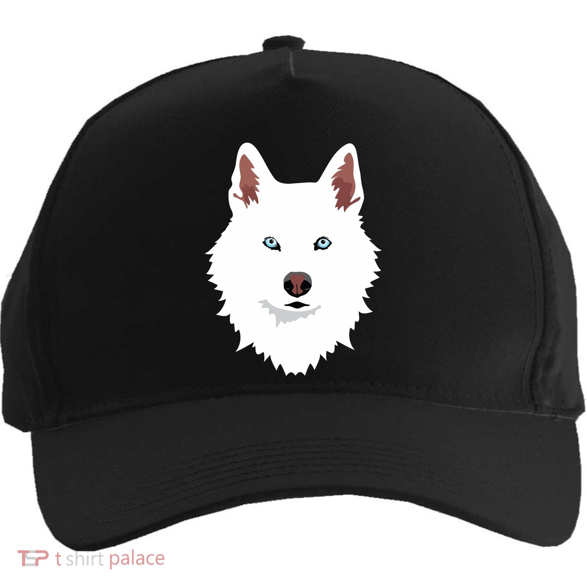 White Siberian Husky Canine White Snow Dog Five-Panel Snapback Cap