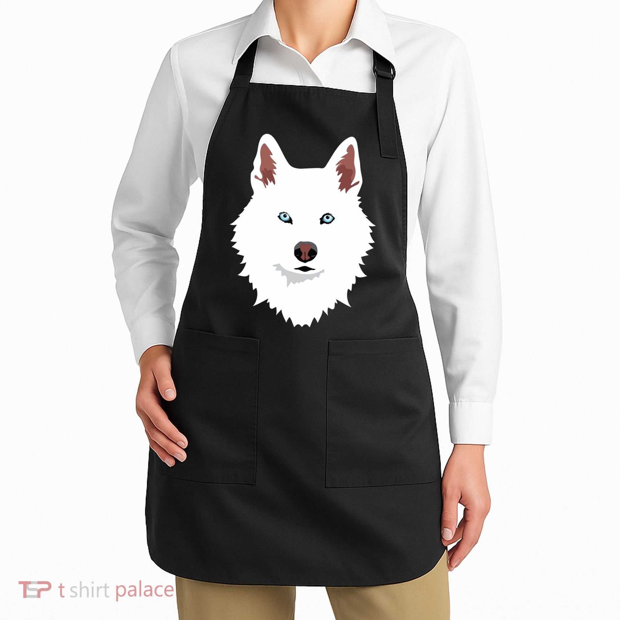 White Siberian Husky Canine White Snow Dog Apron