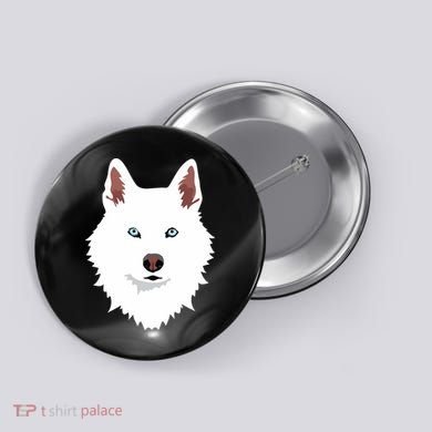 White Siberian Husky Canine White Snow Dog Button