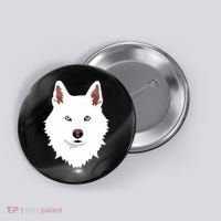 White Siberian Husky Canine White Snow Dog Button thumb 0