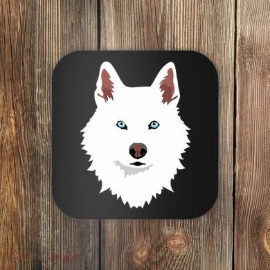 White Siberian Husky Canine White Snow Dog Coaster