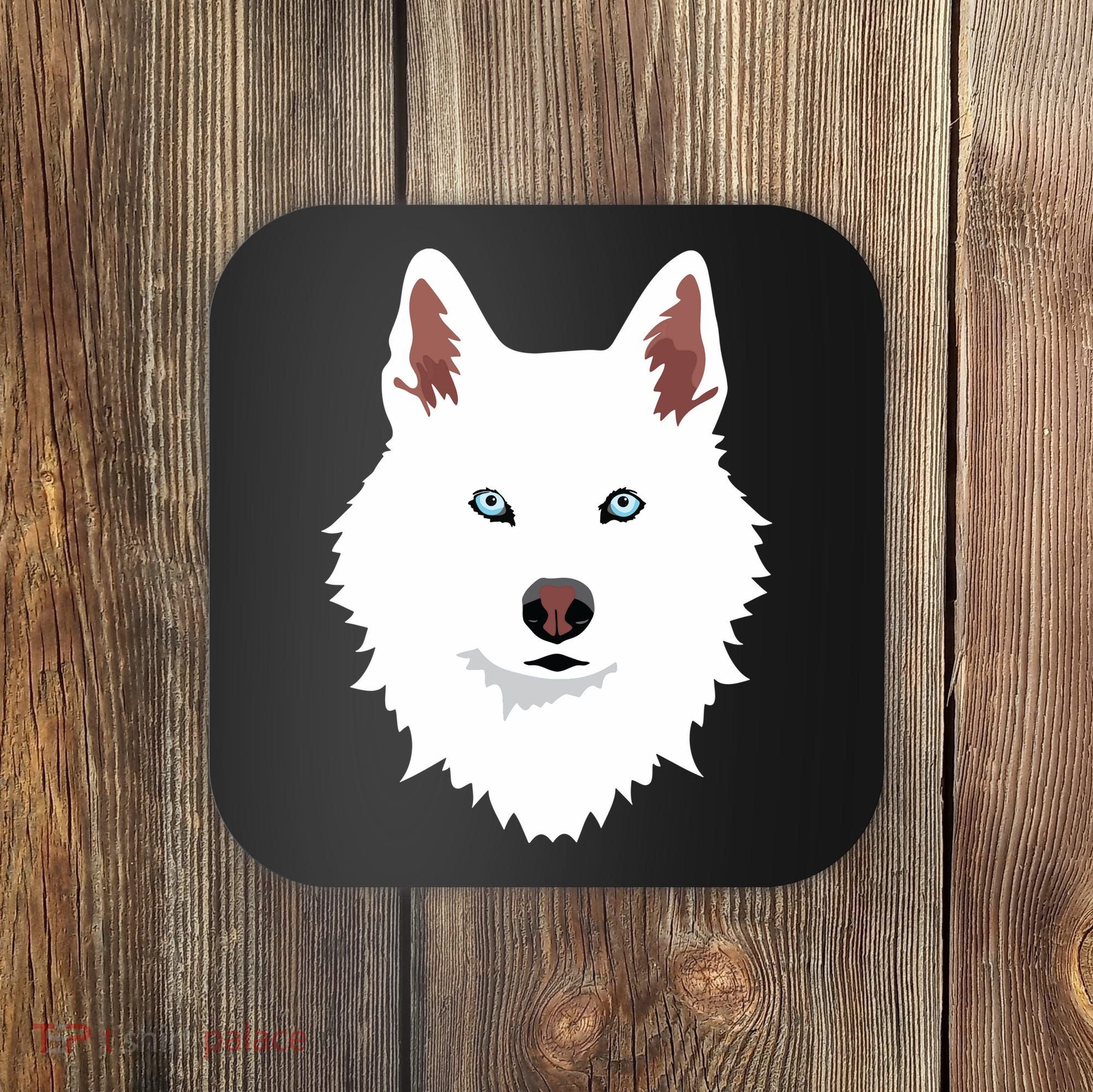 White Siberian Husky Canine White Snow Dog Coaster
