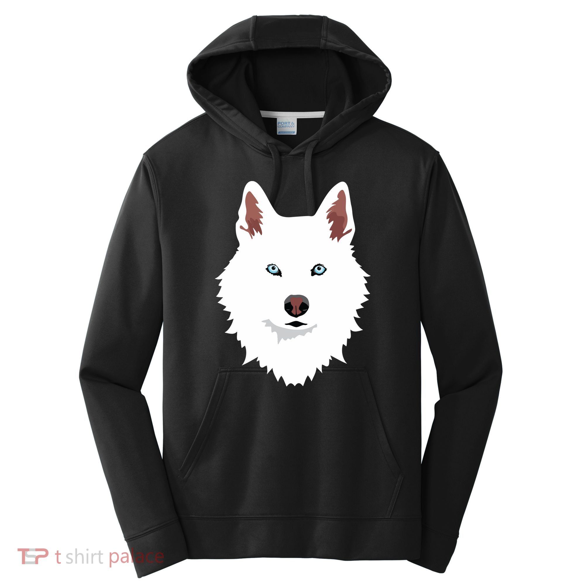White Siberian Husky Canine White Snow Dog Performance Fleece Hoodie