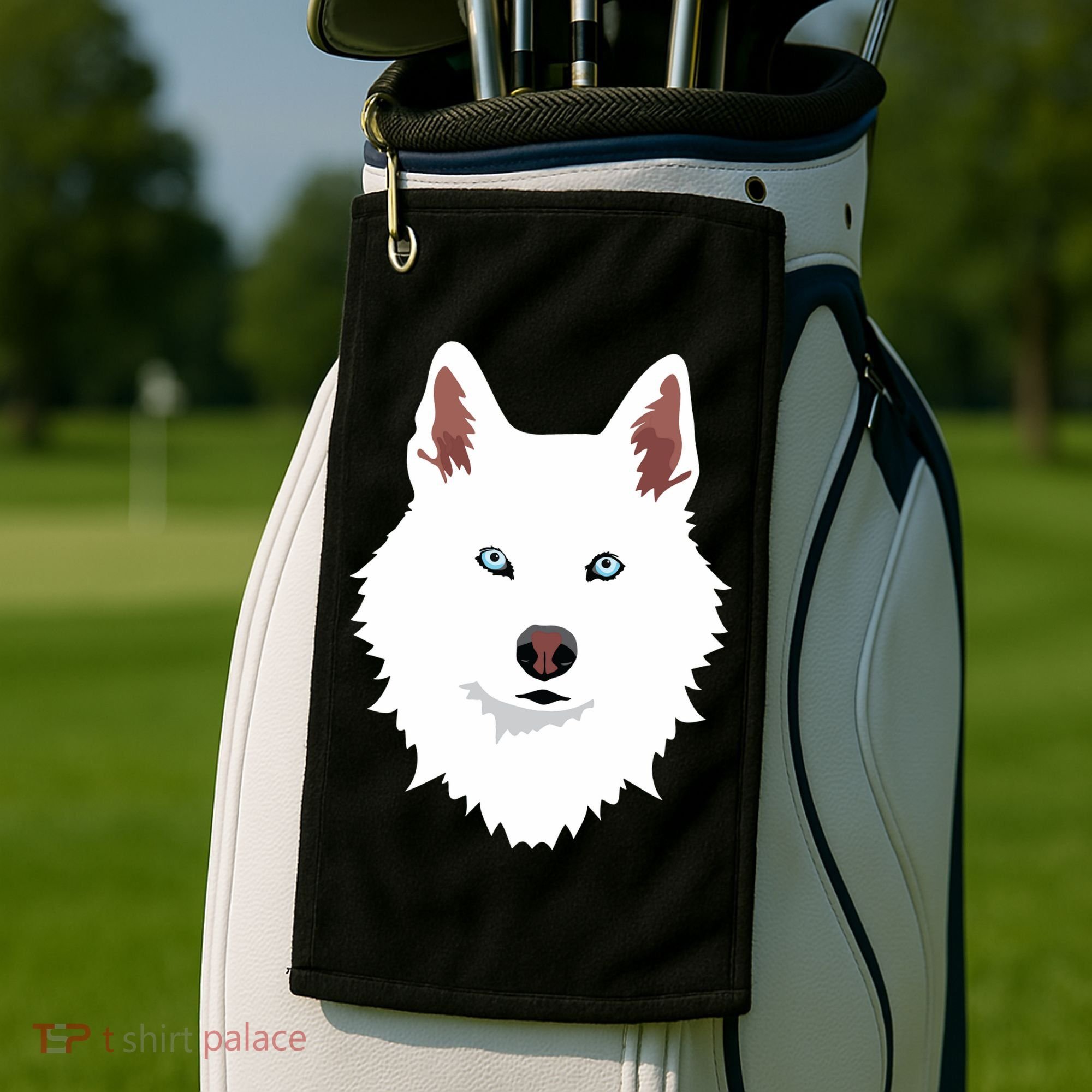 White Siberian Husky Canine White Snow Dog Golf Towel