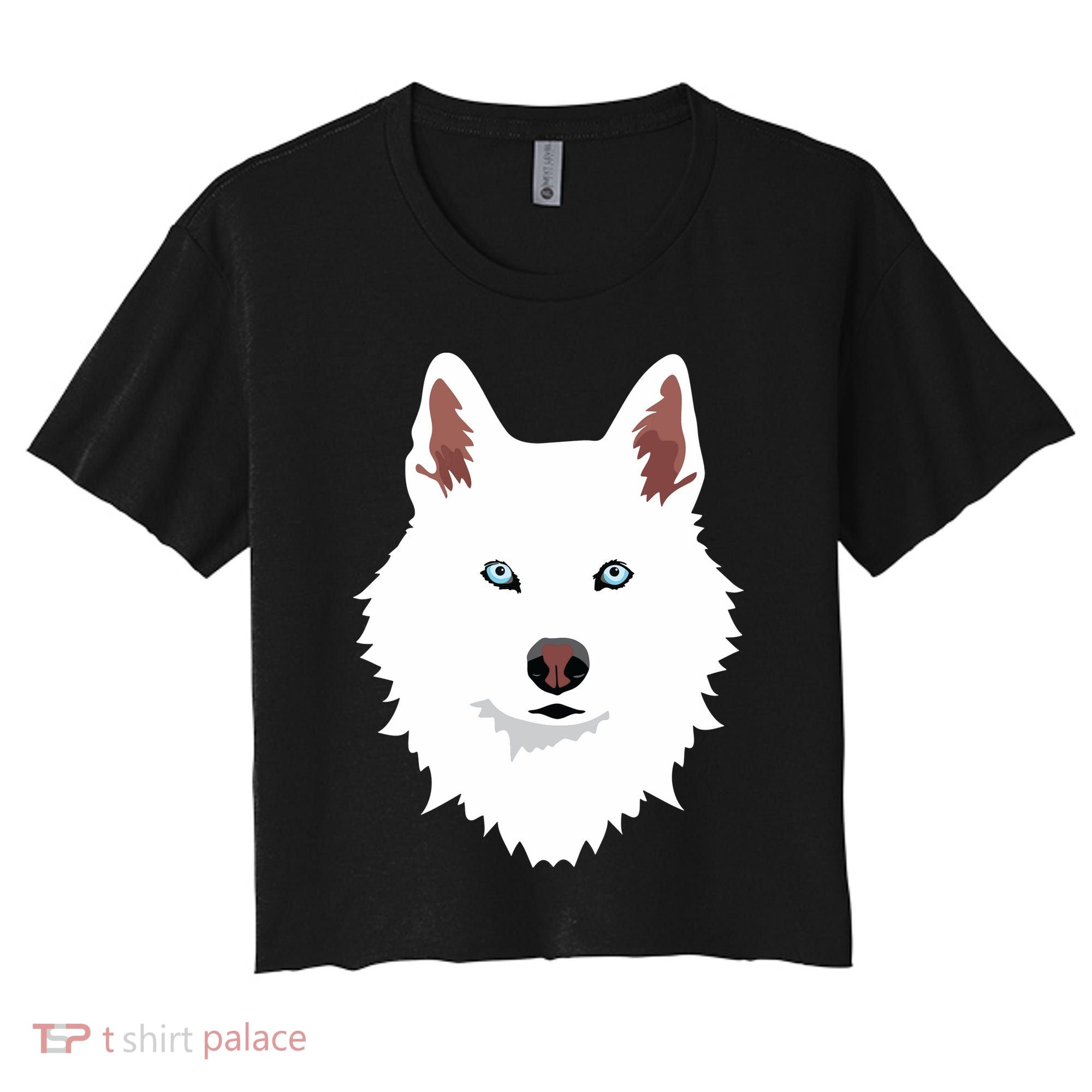 White Siberian Husky Canine White Snow Dog Women's Crop Top Tee